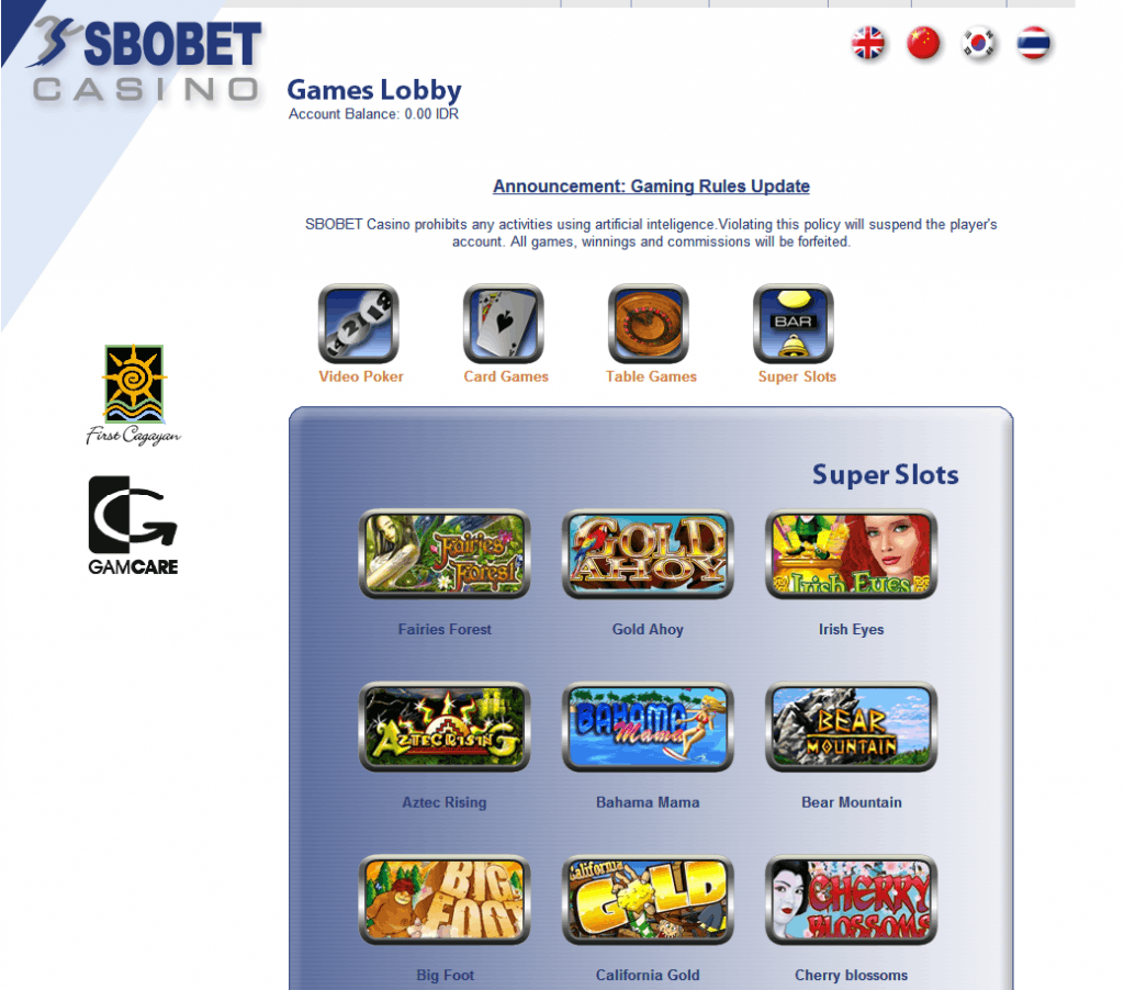 game casino sbobet